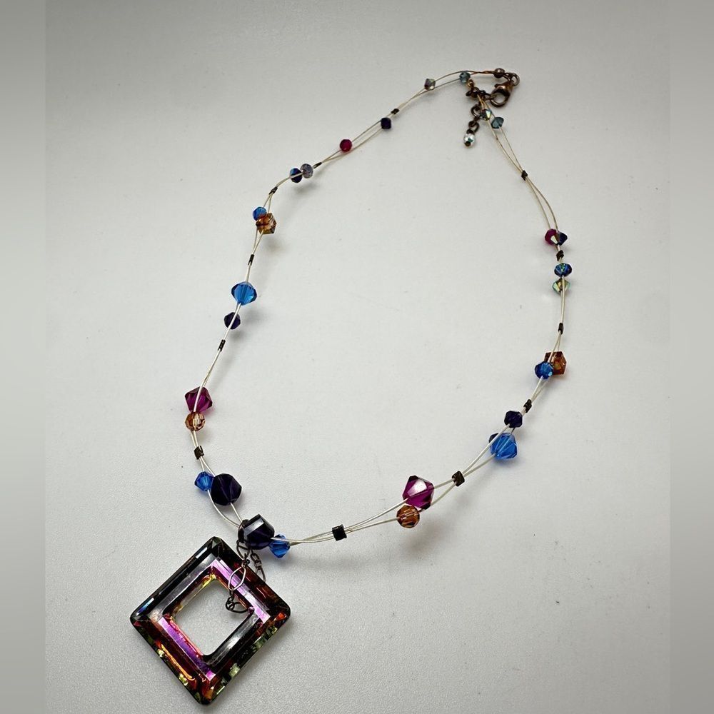 16" Swarovski‎ crystal beads on wire,  with 925 stamped clasp necklace!